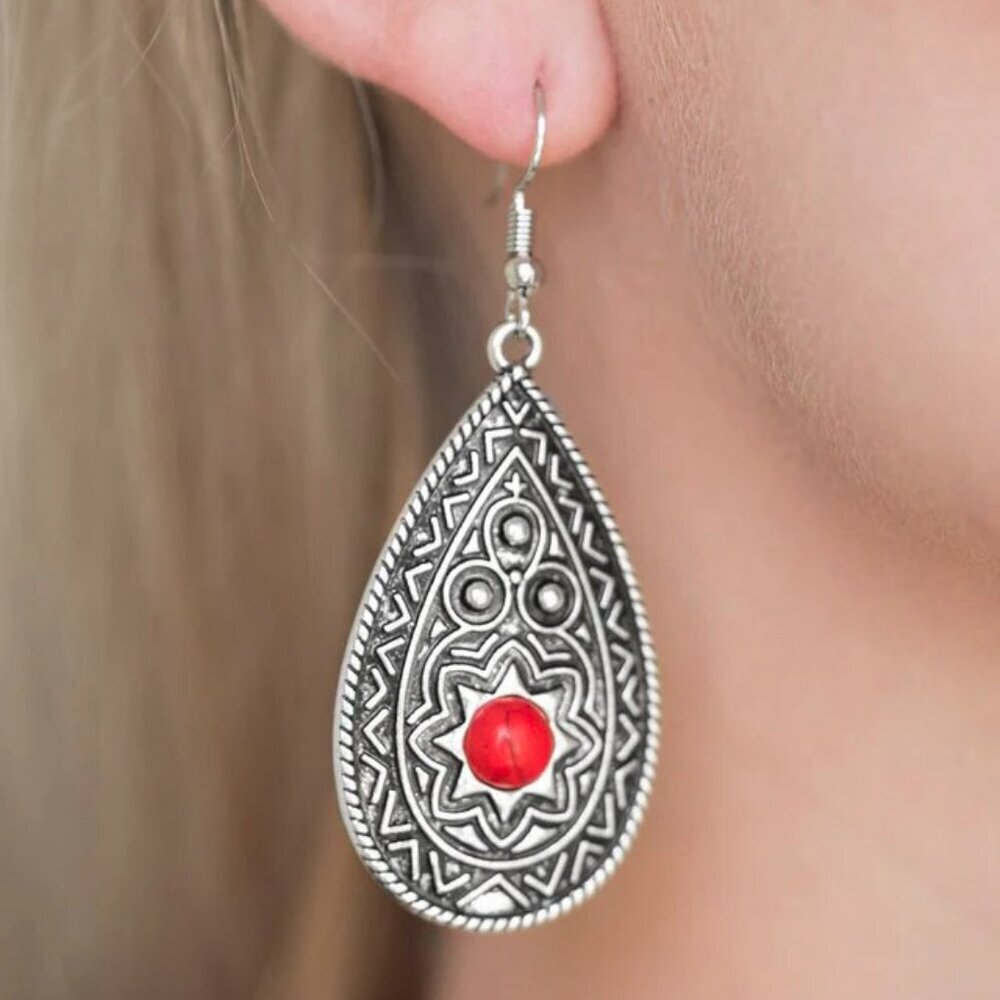 Paparazzi Jewelry Accessories - Summer Sol - Red Earrings - Vintage